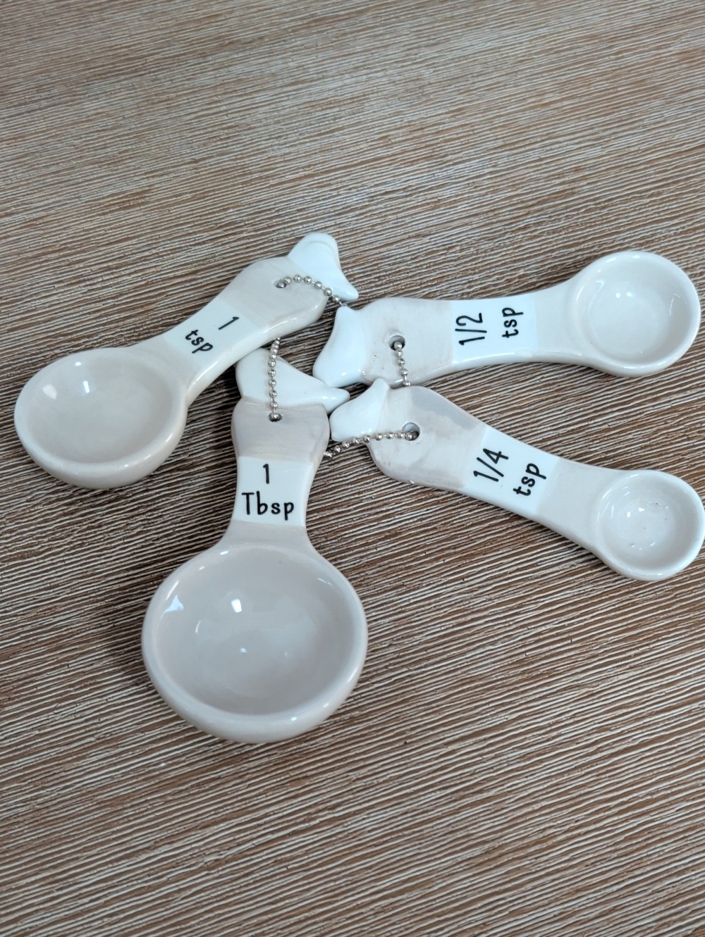 White Ceramic Measuring Spoon Set – 4 Piece Kitchen Baking Spoons